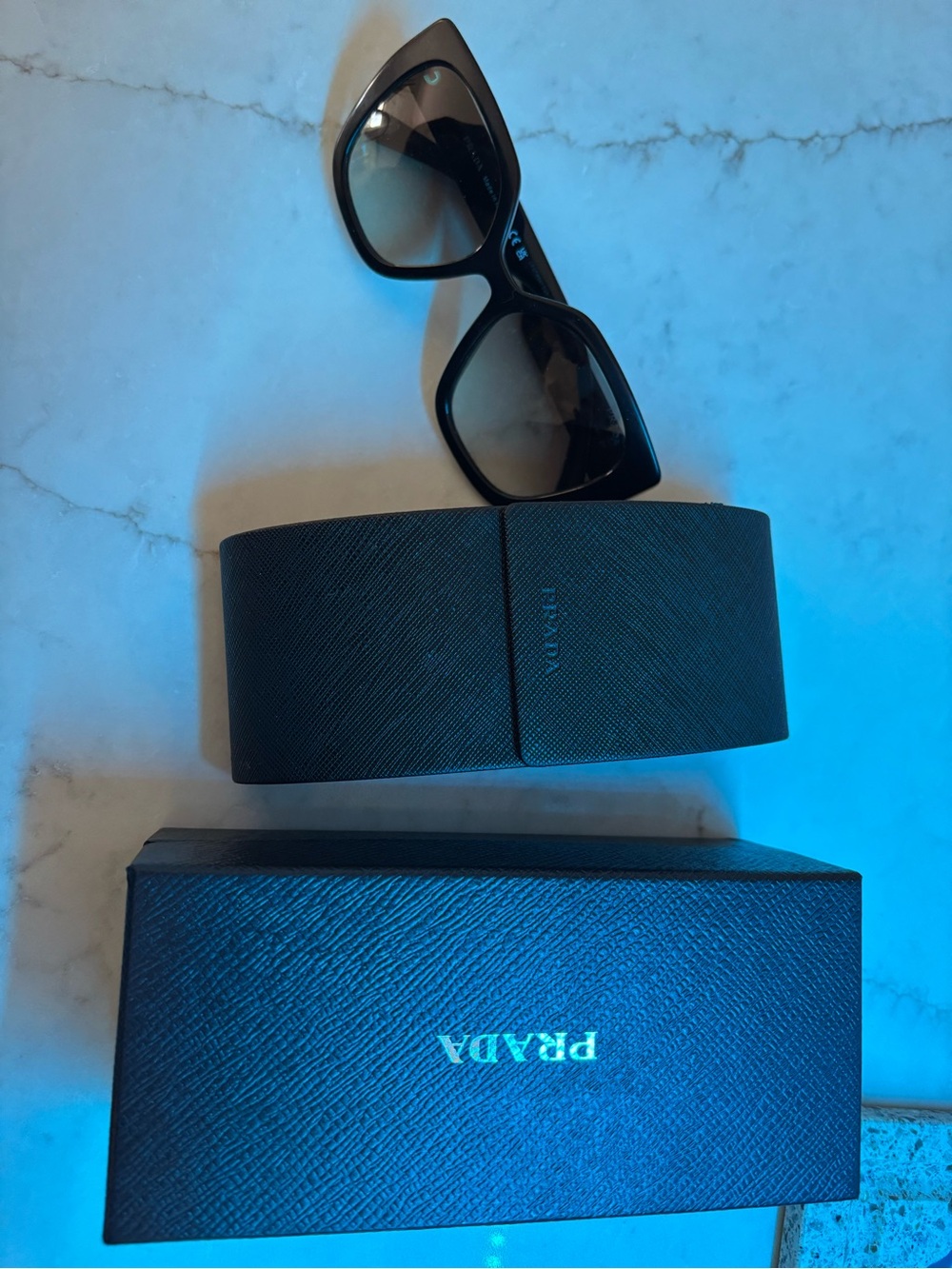 Prada Black Women's Oversized Rectangular Sunglasses